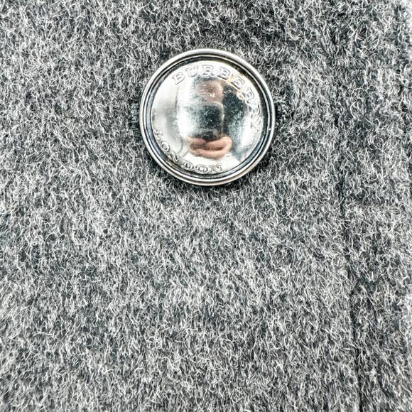 Burberry Coat Wool Pea Cashmere Grey Winter Plaid Ladies Jacket Check 8 - Picture 12 of 12